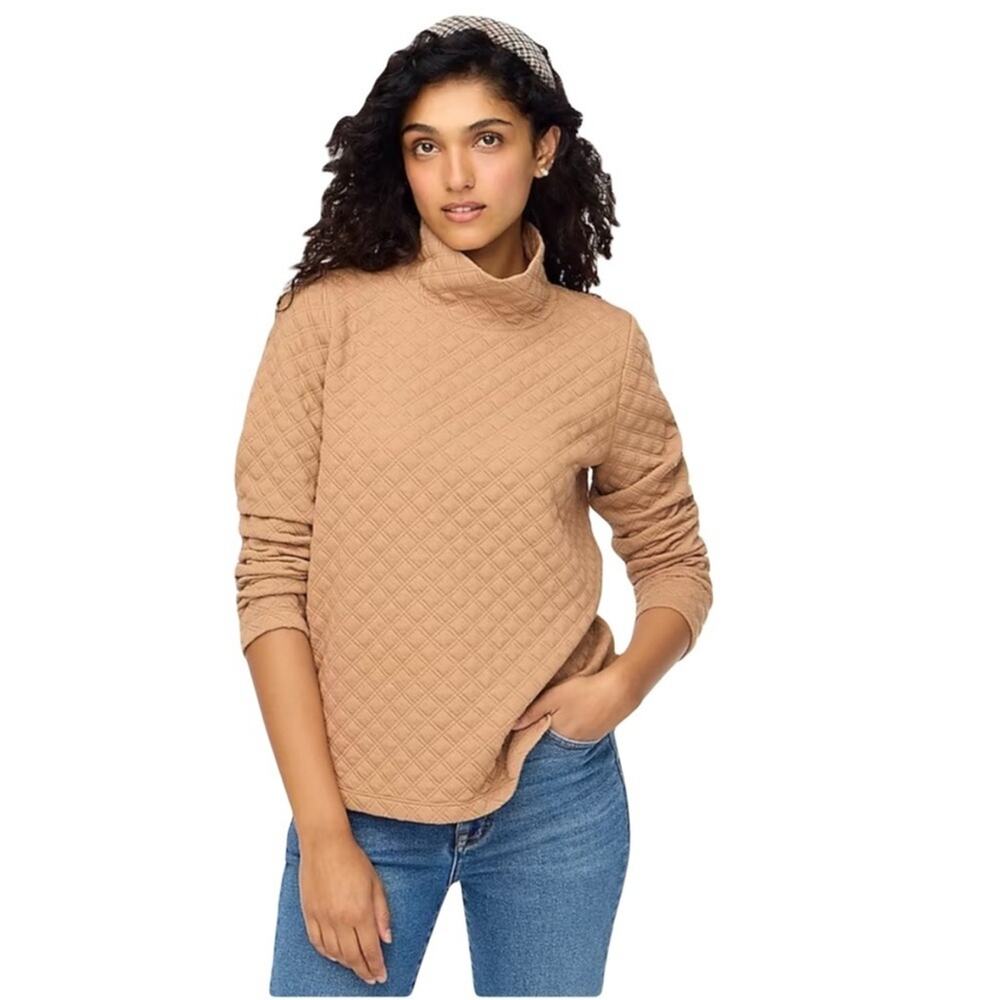 J Crew Quilted mockneck Mock XS Pullover Shirt BL249 Top Shirt 2022